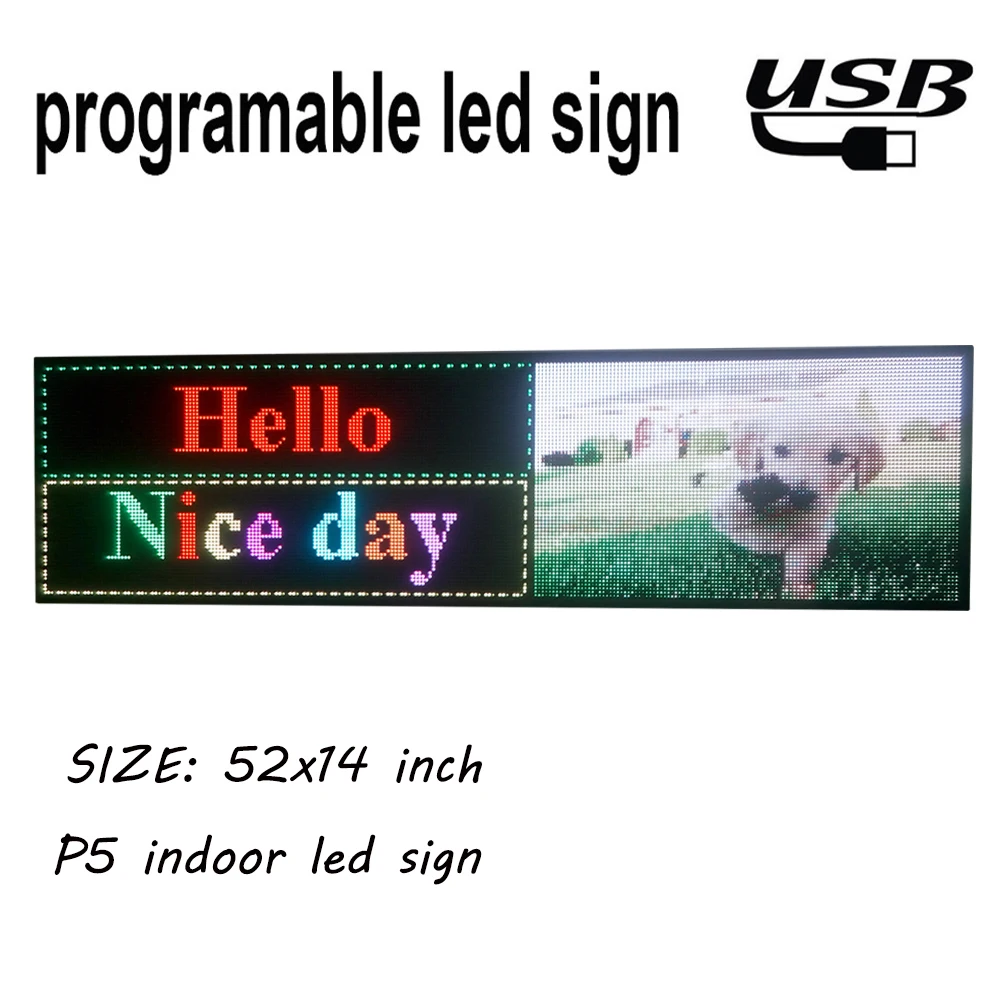 P5 Indoor Full Color LED Display 1320X360mm Scrolling Text,Video LED Screen  Program By USB And WIFI LED Scrolling Display for Ad AliExpress