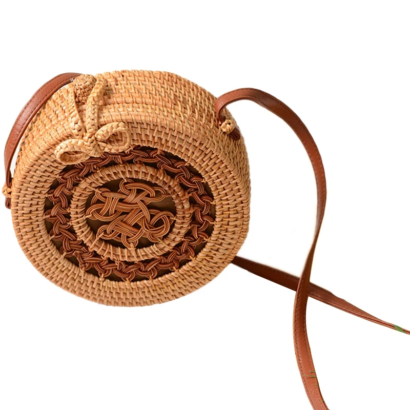 

Women Handmade Rattan Round Vintage Woven Storage Bag #2 Hollow