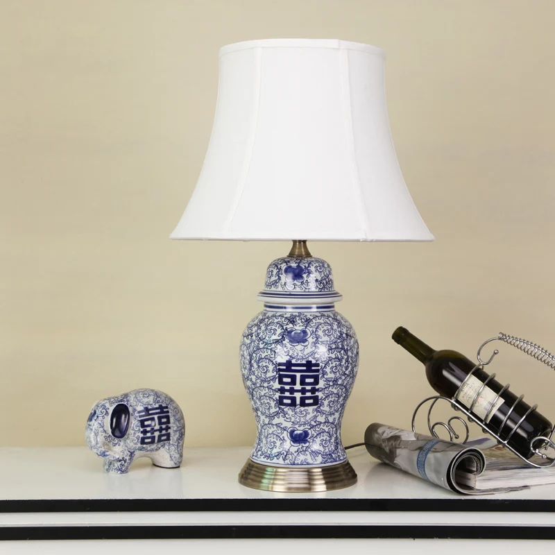 China Antique Living Room Study Retro Vintage Table Lamp Porcelain Ceramic Table Lamp wedding decoration table lamp e27 (2)