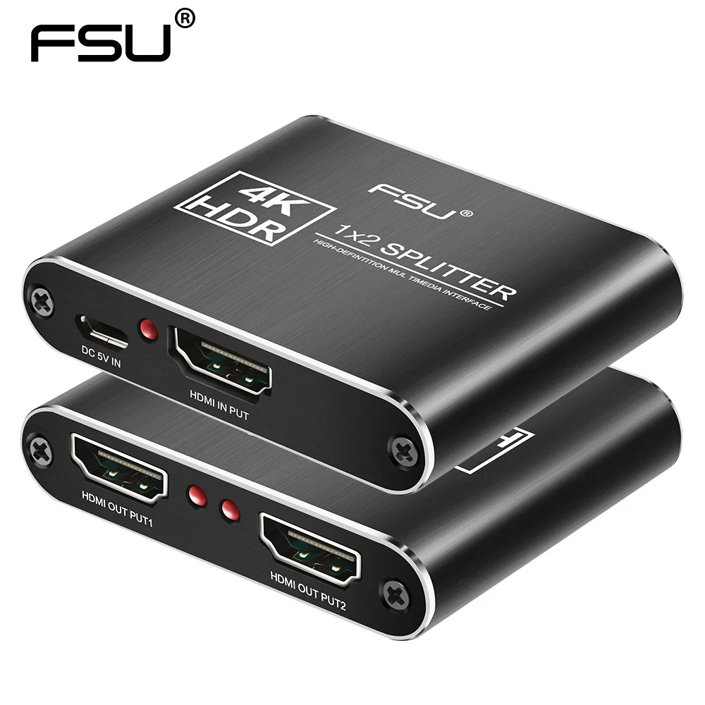 Pаспродажа FSU HDCP 4K HDMI split ter Full HD видео HDMI адаптер 1X2 split 1 in 2 Out усилитель двойной дисплей для HDTV DVD PS3 Xbox