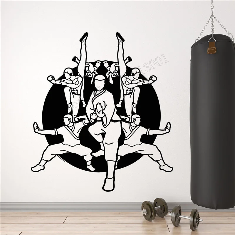 

Wall Art Sticker Chinese Kongfu School Decoration Vinyl Removeable Mural Karate School Fighters Martial Ornament Beauty LY419