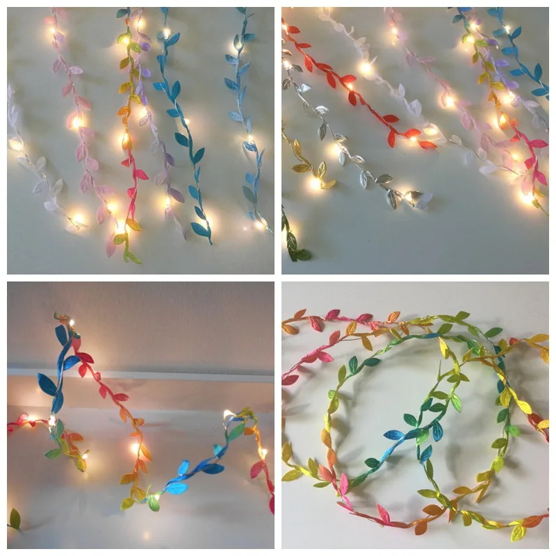 

LED String Light Leaf Lights Battery Powered Wreath Garland Holiday Fairy Lighting String Christmas Party Wedding Home Garden