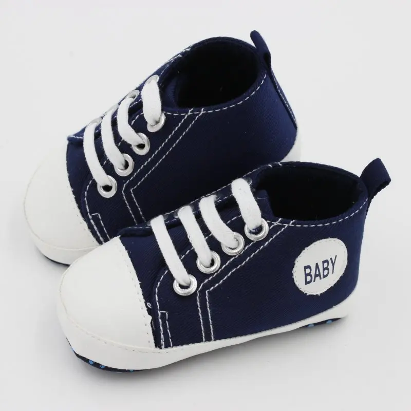 Парусиновая детская обувь для новорожденных мальчиков и девочек; первые ходунки для малышей; кроссовки с мягкой подошвой для детей 0-18 месяцев - Цвет: B3