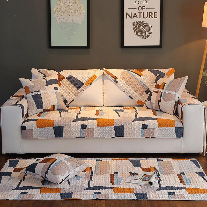 Хлопковый чехол для дивана, плед, Полосатый чехол для дивана, современный минималистичный диван, полотенце для гостиной - Цвет: E