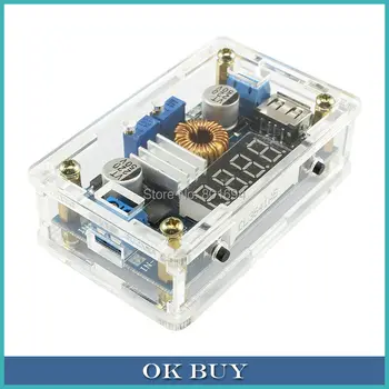 

5A CC CV Step-down Converter DC 5V-36V To DC 2-32V LED Drive USB Charger Power/Current/ Volt Bule Color LED+Crystal Shell