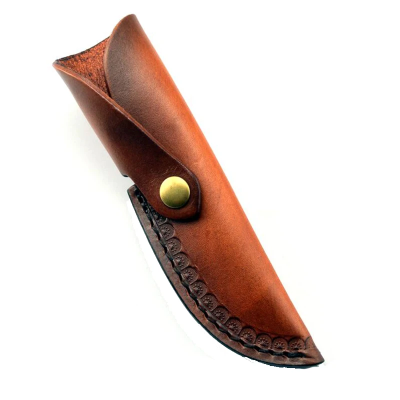 

10cm Knife Vegetable tanned leather case DIY Straight knife leather case Cowhide sheath brown color