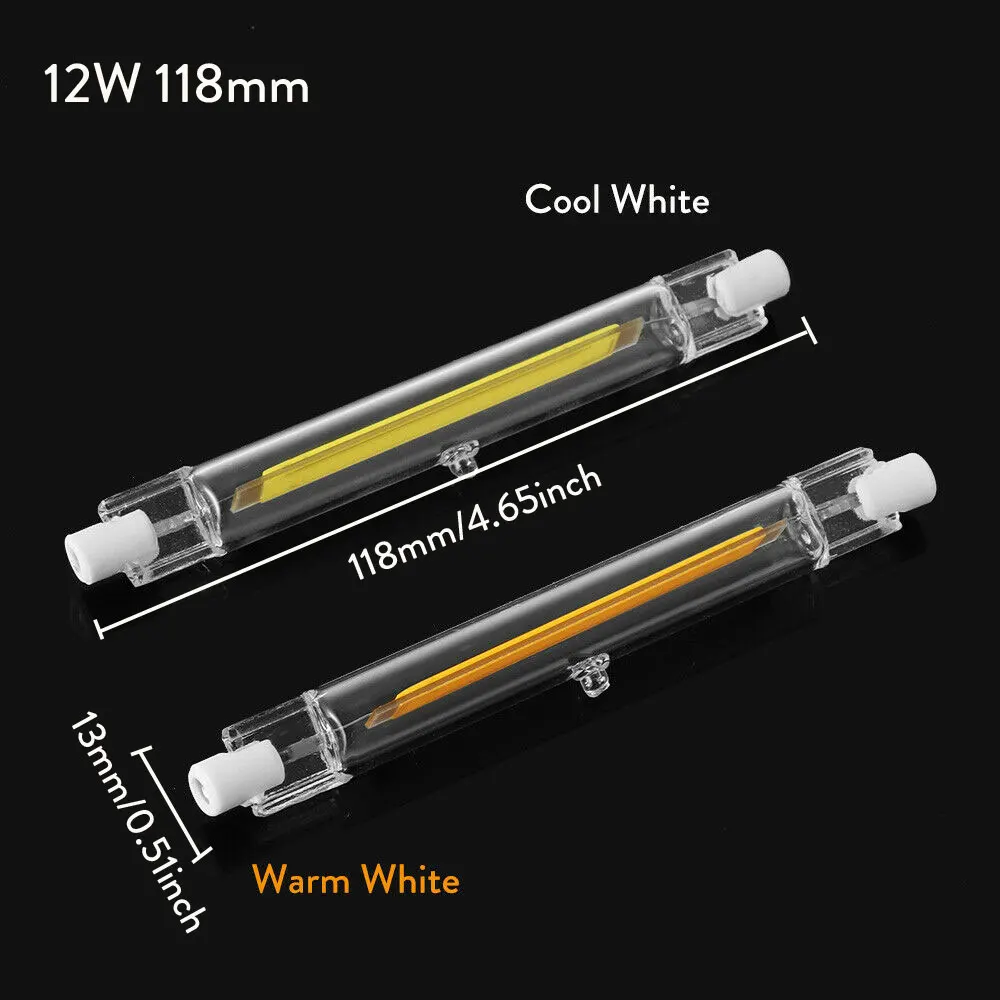 СВЕТОДИОДНЫЙ R7S стеклянная трубка 118 мм 78 мм затемнения вместо галогенной лампы COB 110 В 220 В 6 Вт 12 Вт 20 Вт энергосберегающий мощный R7S светодиодный светильник