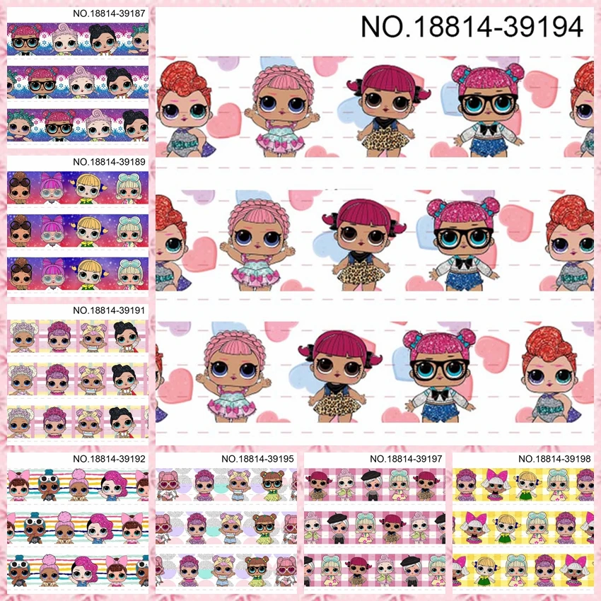 

10yards -different sizes - cartoon girl pattern printed Grosgrain ribbon