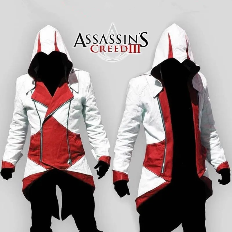 Apoyos Cosplay Assassins Creed III 2 3 4 5 Altair Ezio Connor Kenway Chaqueta De Moda y Collar Con Capucha Estudiante Universitario ropa deportiva Fo|assassins iii|connor kenway jacketcosplay assassin creed - AliExpress