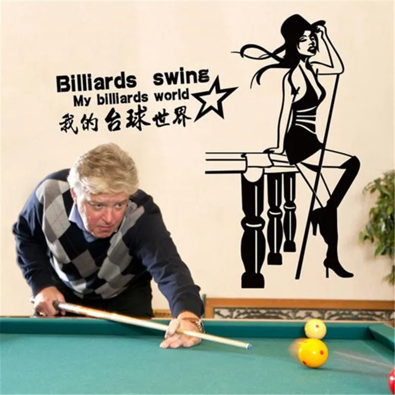 Customized Female Billiards Player Wall Stickers Vinyl DIY Wall Art for