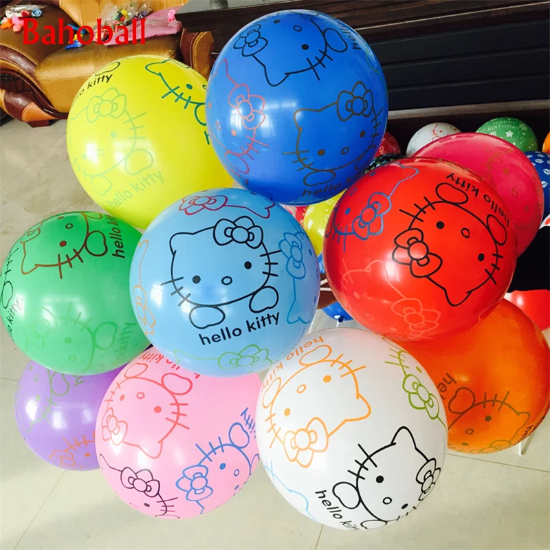 

10pcs/lot 12Inch Hello Kitty Cat Latex Balloon Inflatable Cartoon Happy Birthday Wedding Party Decoration Inflatable Air Balloon
