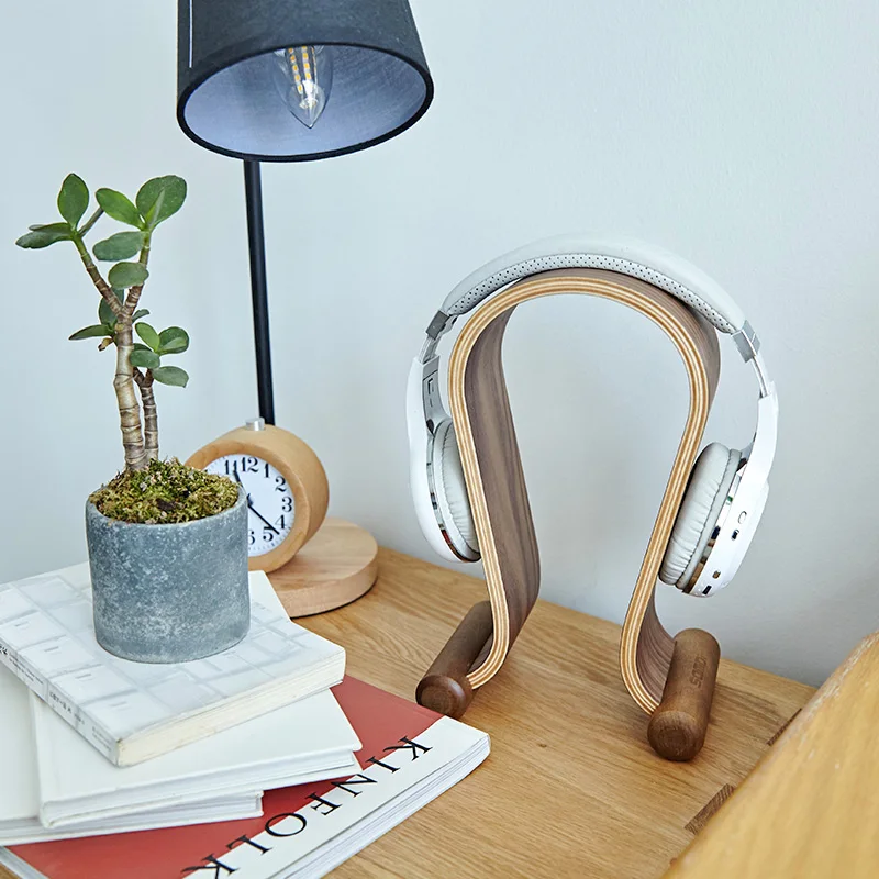 Wood Shelf Bracket Headset Holder Creative Gaming Headset Linked Storage Rack Home Desk Oraginzer H