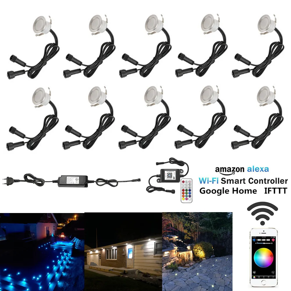 

10pcs/lot Smart WIFI Phone APP Voice Control RGB/RGBW 31mm Terrace Stair Step LED Deck Rail Soffit Light Timer Dimmer Waterproof