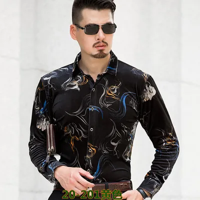 as picture Индивидуальный принт с животным Модная тонкая рубашка с длинными рукавами Осень деловая Повседневная плиссированная Качественная мужская рубашка m-xxxl - Цвет: as picture