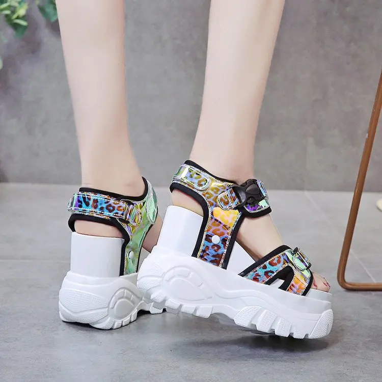 Fujin Muffin Bottom Sandals Female Wild Thick-soled Students Increase Summer Beach Shoes Dropshipping Fashion Casual Sandals