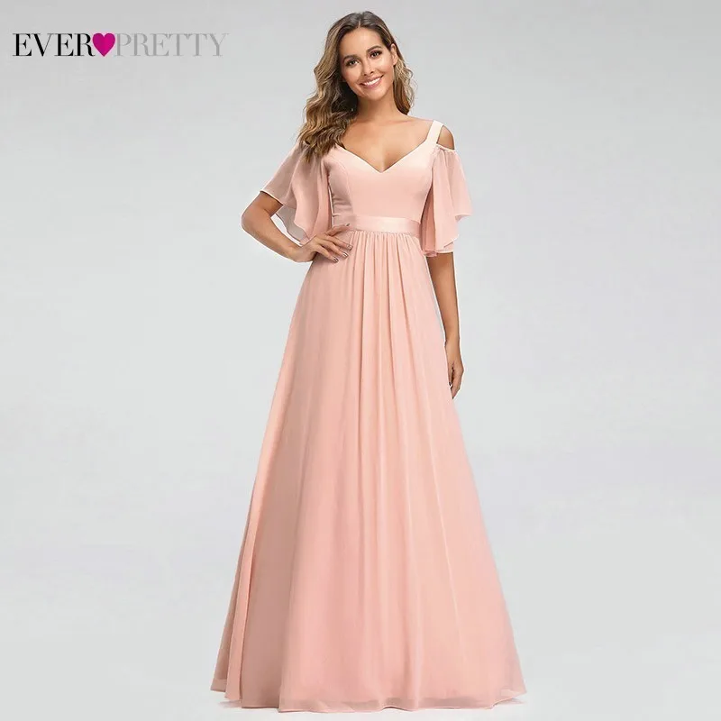 Skup Kiedykolwiek dość eleganckie różowe suknie wieczorowe długa linia Off The Shoulder V Neck Sexy formalne sukienki na przyjęcie EP07871PK Abendkleider 2020