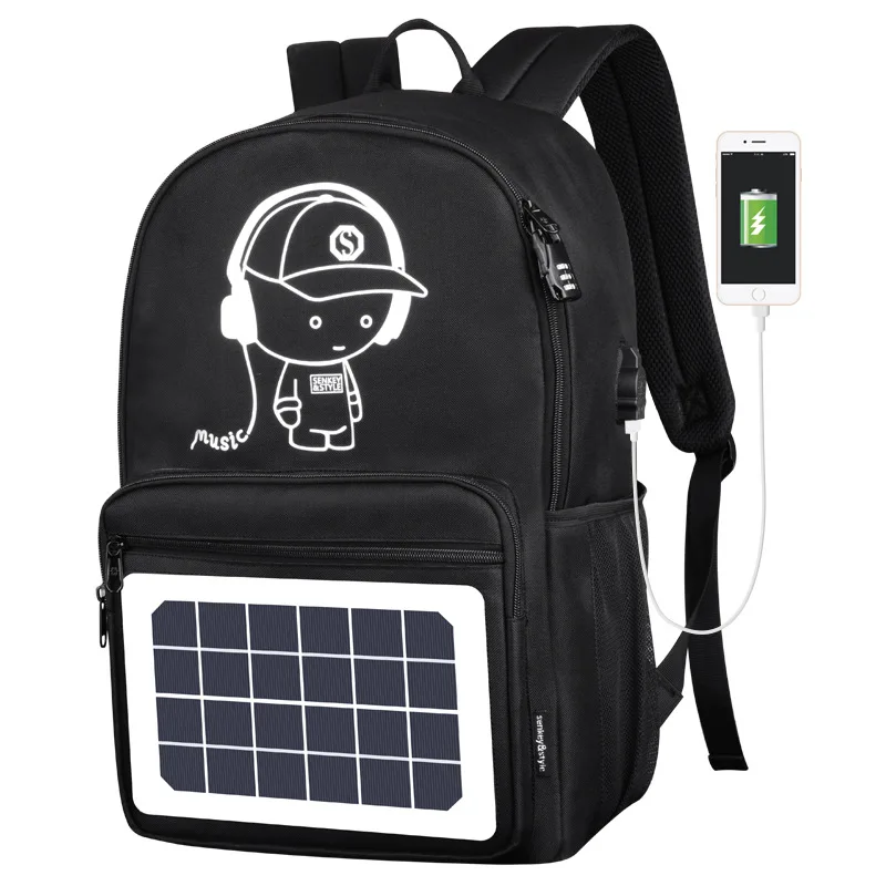 

Yaodeniso NEW Men Backpack 5W Solar Powered Backpack Usb Charging Anti-Theft 15.6'' Laptop Backpack for Men Laptop Bagpack Bag