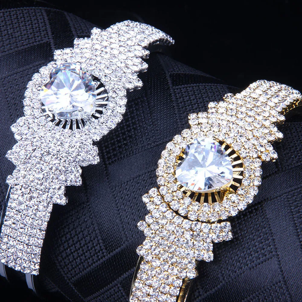 StoneFans золотые серебряные циркониевые браслеты для женщин циркониевые свадебные золотые манжеты браслеты Браслеты Подарки на день рождения дамы
