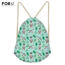 FORUDESIGNS/зеленые листья тропических растений Schnauzer печать женские мешки с Кулиской моды путешествия пляжные рюкзаки Softback Сумка для хранения