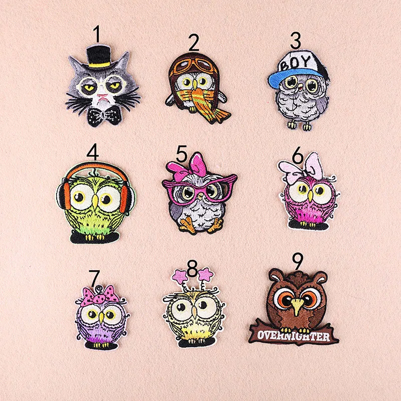 

Iron-On Fashion Patches Sew on Applique Cartoon Bird Embroidered Owl Patches for Clothes Fabric DIY Decorative Patch Embroidery