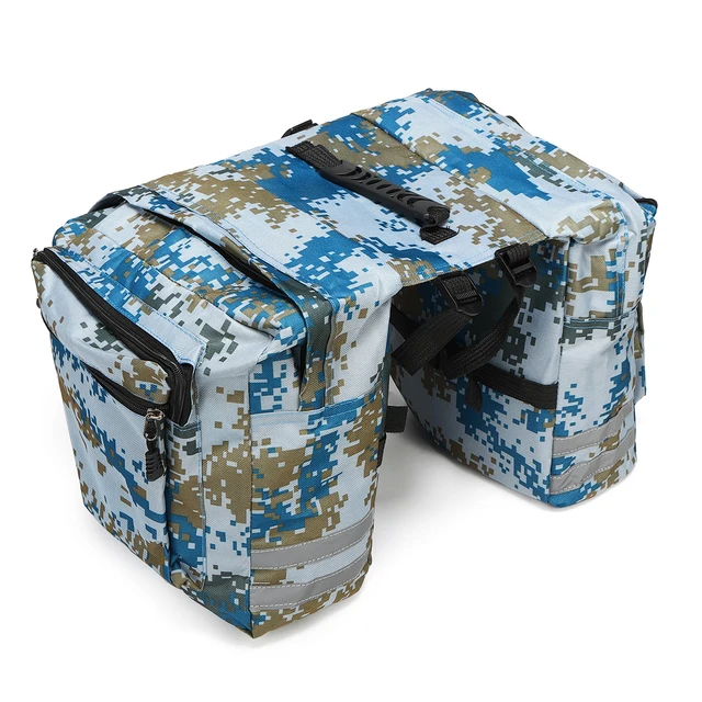20L Camo Bicycle Rear Rack Seat Saddle Bag Cycling Bike Pannier Tail Pack Pouch Green/Blue