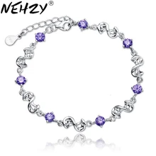 Pulsera de color plateado para mujer, joyas de cristal habas rojas modelos de marca de color púrpura, moda retro salvaje, joyería superllamativa de 17,5 CM