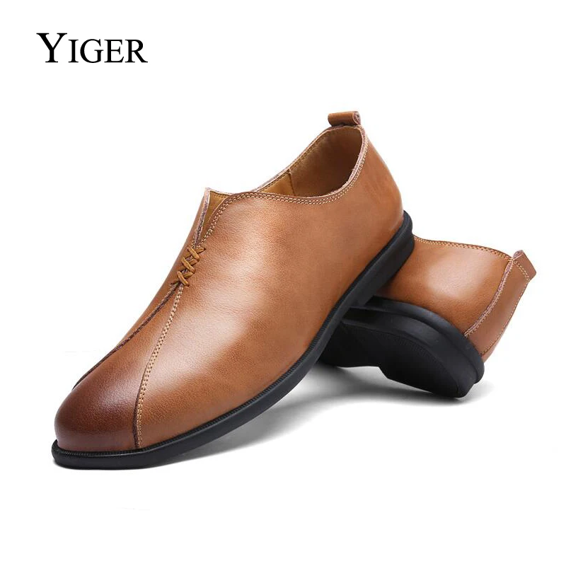 YIGER/Новинка 2018 года мужские лоферы из натуральной кожи Мужская обувь для вождения