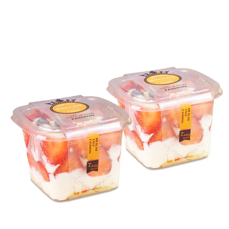

Clear Cake Box Container Transparent Cream Cake Plastic Package Box with Lid Cheese Ice Cream Fruit Mousse Packaging Box