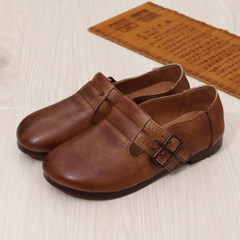 En fait Rétro Femmes À Ronde Main Gris Frais Art Respirant Creux 2018 Chaussures Été Nouvelle Tête Casual Cuir De qOxw8I6w