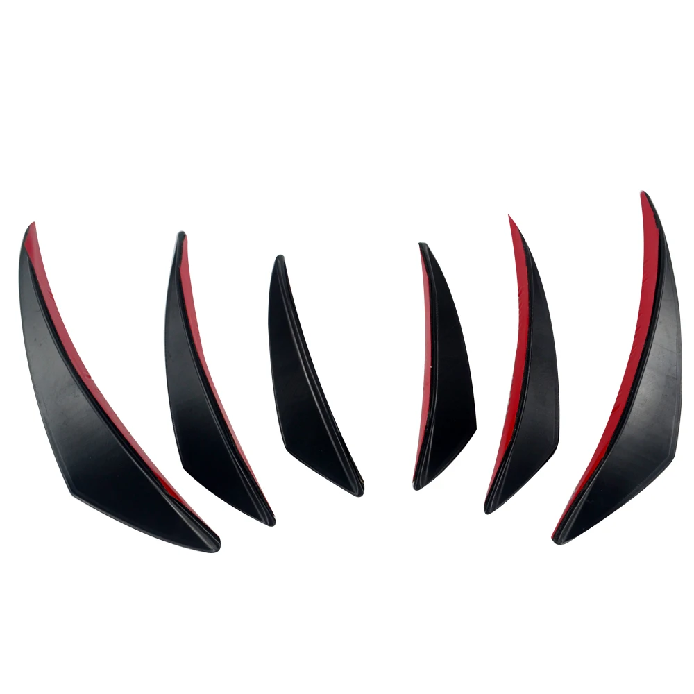PQY-6 unids/set Universal Fit parachoques delantero difusor de labios aletas cuerpo Spoiler Canards Valence Barn coche Tuning Canard