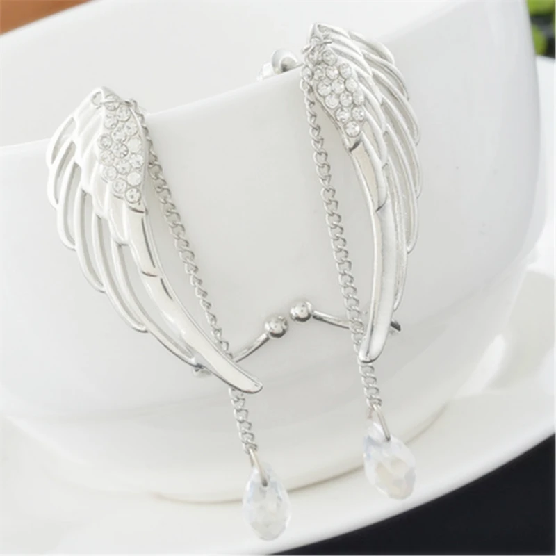 Ангельские крылья флэш серьги кристалл Chain Fringe Earrings Мода уха клип|fringe earrings|chain fringe