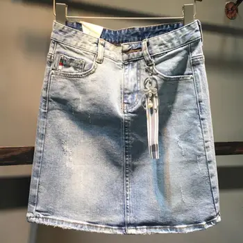 

2020 spring Fashion Women Skirts Denim High Waist Stretch package hip a-line jeans Skirt plus size 2XL