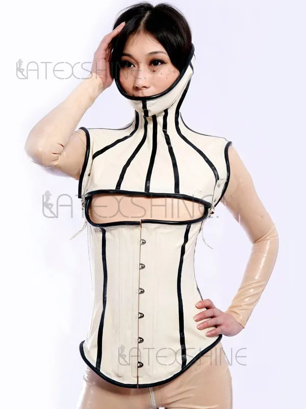 

Stylish Cut Out White Unisex Latex Corset