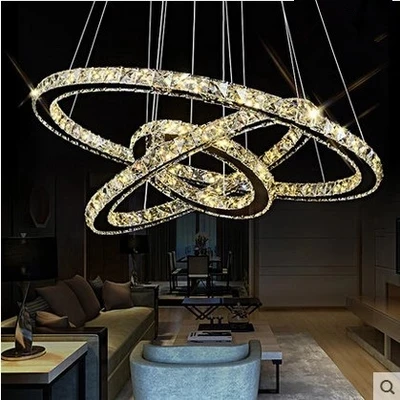 Modern DIY Round LED Crystal chandelier Lustre Stainless Steel Suspension Hanging Indoor Fixture | Лампы и освещение