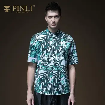 

2018 Short Blusas Camisa Social Pinli Summer Hot New Men's Holiday Printed Recreational Short-sleeved Shirt Blouse B192213288
