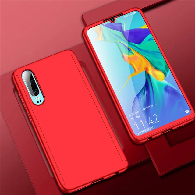 360 полный защитный чехол для телефона для Samsung Galaxy A70 A40 A50 A60 A30 A20E A10 M30 M20 M10 A5 A7 A6 A8 A9 A3 чехол - Цвет: Красный