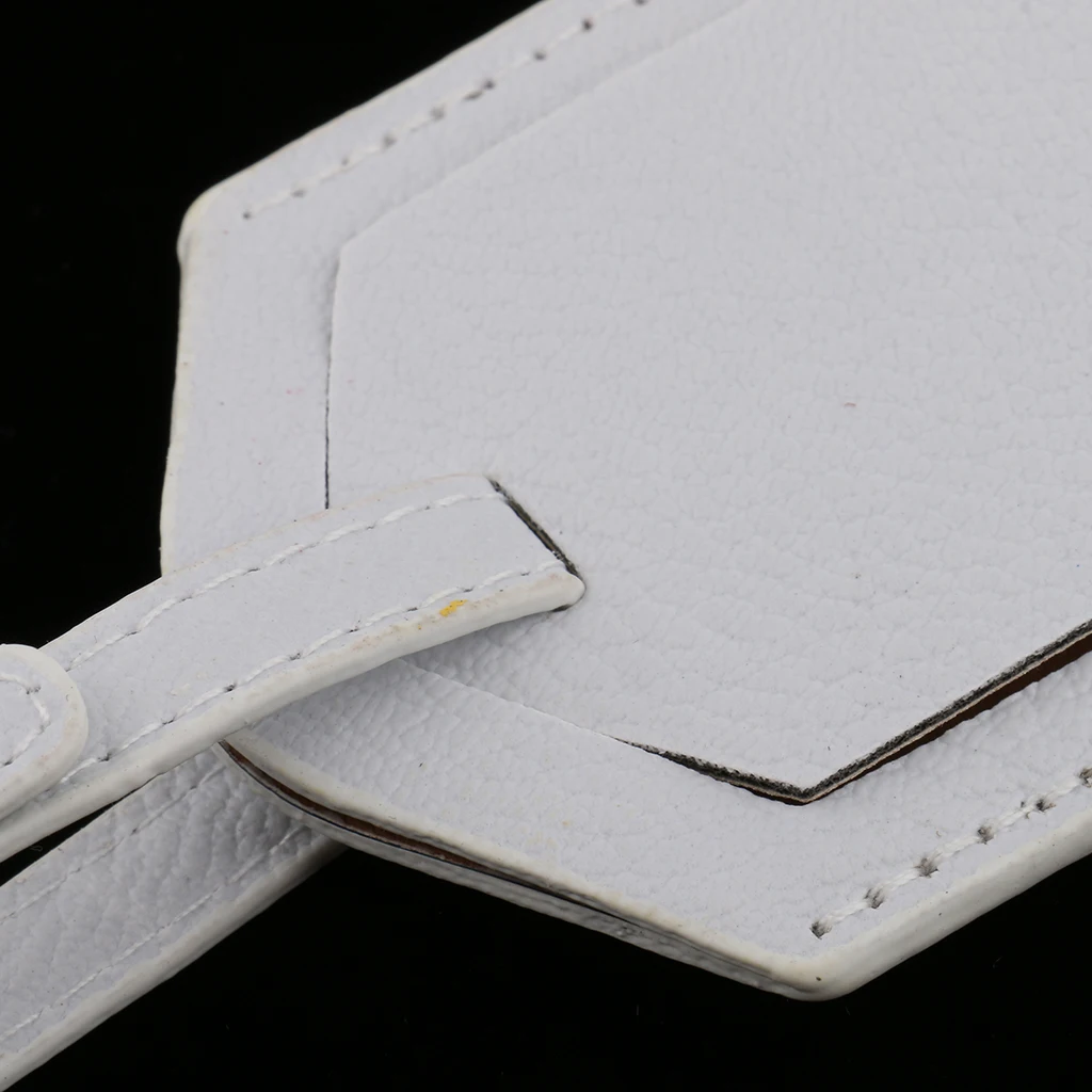 fityle 2 Pieces PU Leather Luggage Tag Travel Suitcase ID Label Tag White and Black