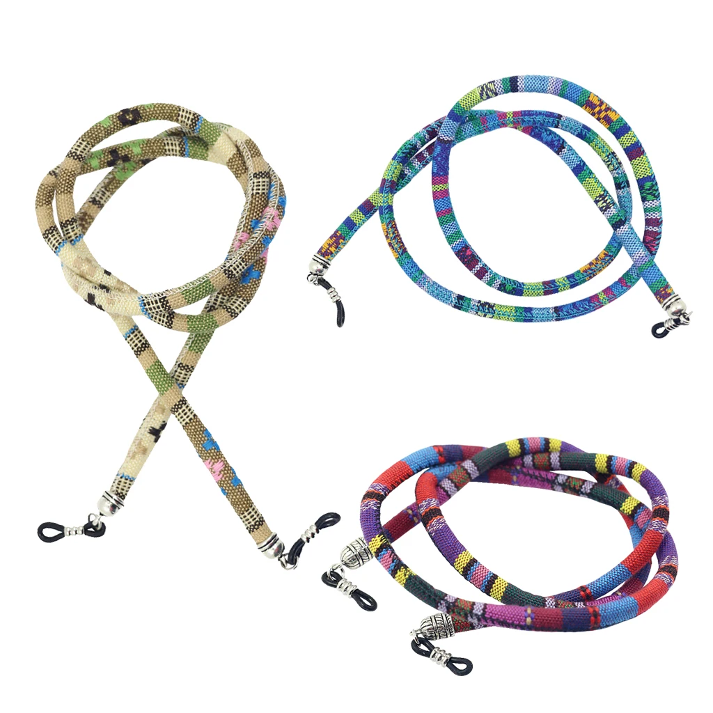 3Pieces Bohemian Style Eyeglasses Cotton Rope Retainer 70cm Outdoor Sports Cord