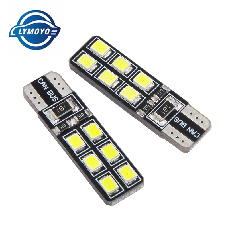 LYMOYO 10 шт. светодиод t10 W5W CANBUS светодиодный 12SMD 2835 светодисветодиодный без ошибок 12