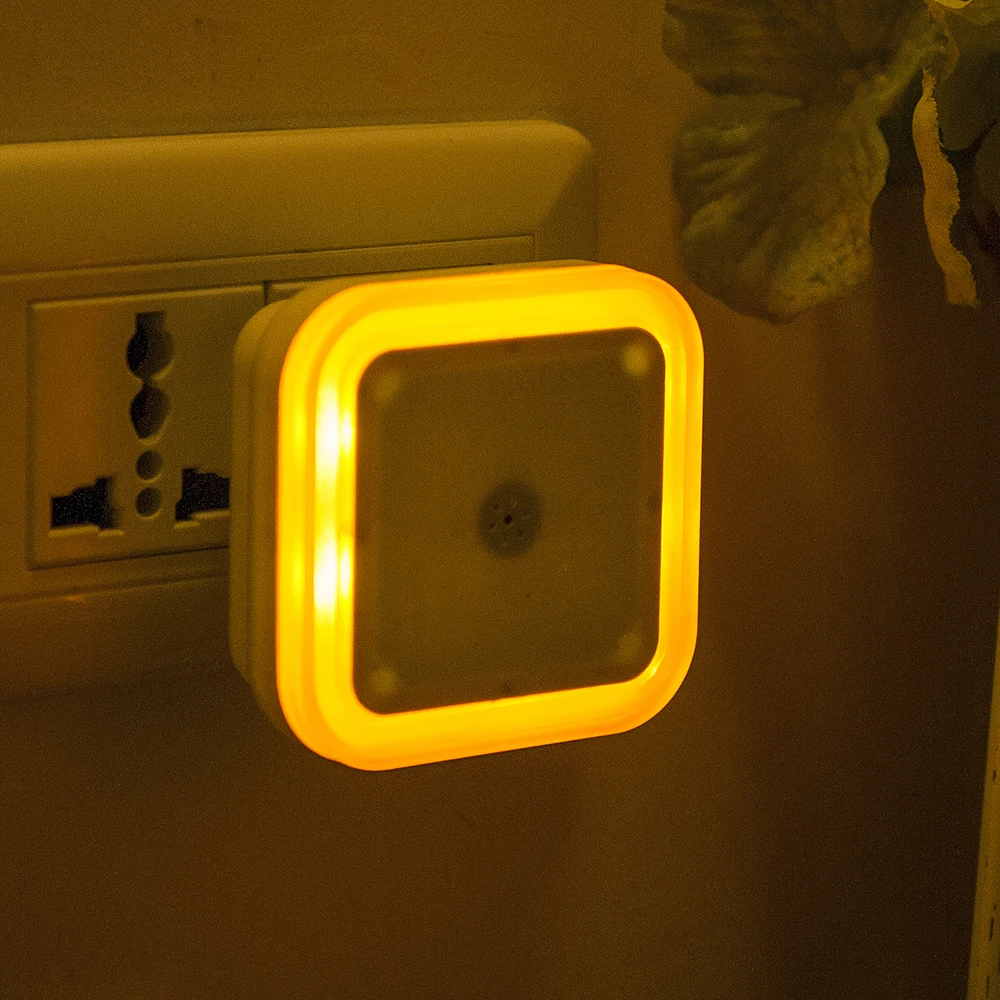

1pc Wall Night Light Sensor Control Night Light Mini Novelty Square Bedroom lamp For Baby Colorful Lights With EU US Plug