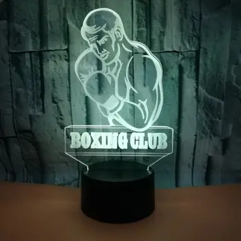 

Boxing Colorful Touch Remote Control 3d Night Light Creative Acrylic Small Table 3d Light Fixtures Kids Lamp
