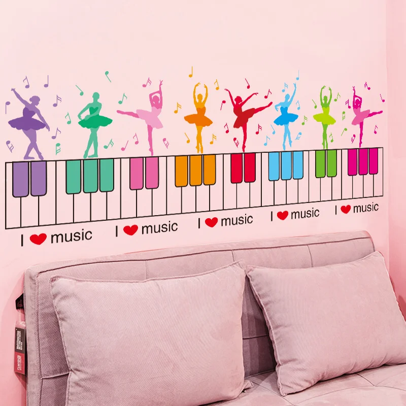 

[SHIJUEHEZI] Girl Dancers Waist Line Stickers PVC Material Ballets Mural Art for Dance Studio Kids Room Baby Bedroom Decoration