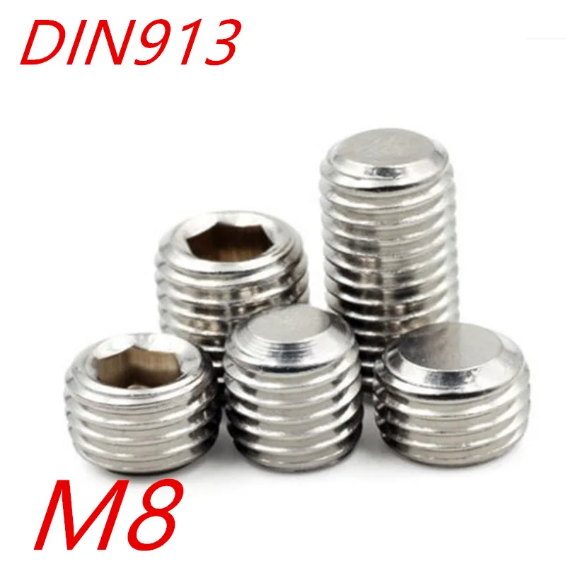 M8 8mm A2 Stainless Steel Flat Point Grub Hex Socket Set Screws DIN913