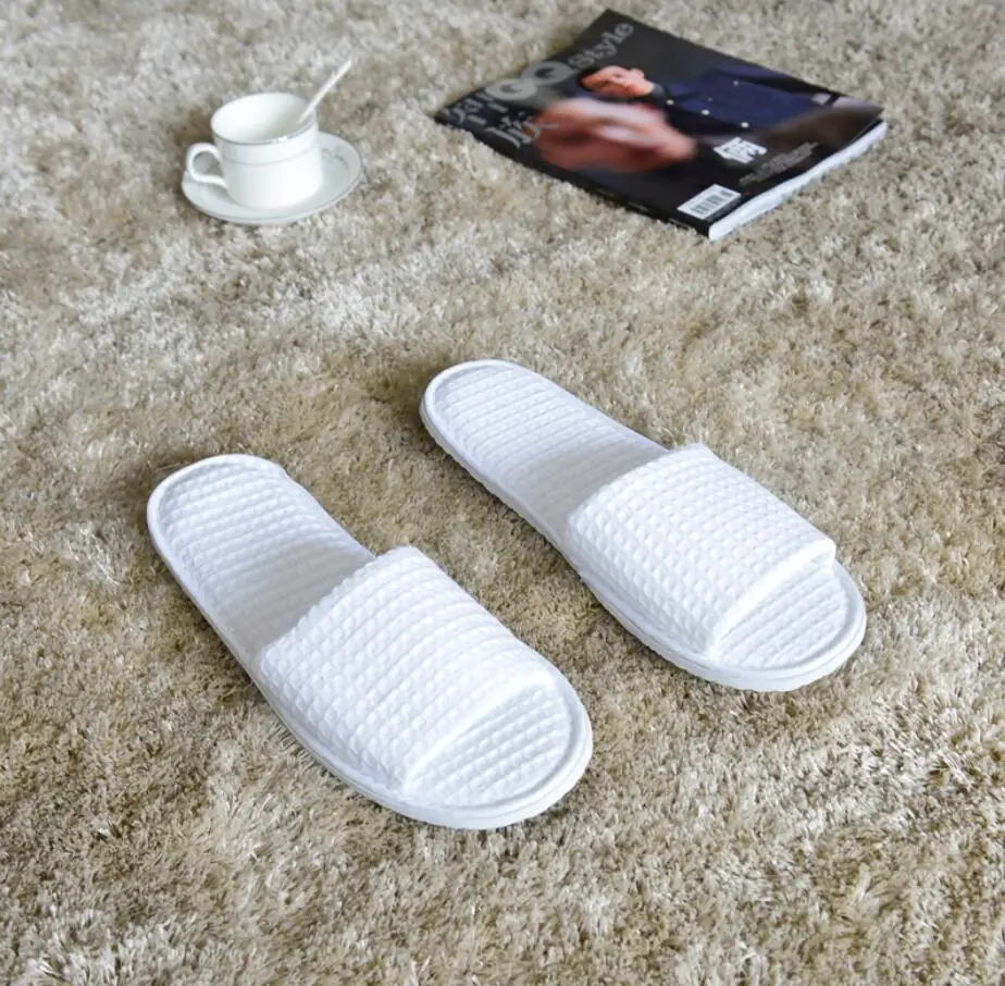 Chinelos de Dedo Lote por Case para Adultos Quality Branco Terry Aberto 10 Pares - Mulheres Homens 29*11.5 cm Atacado Top Spa 6 Home & Garden