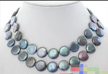 

HOT## Wholesale >>>> 30" 15MM BLACK COIN FRESHWATER CULTURED PEARL NECKLACE