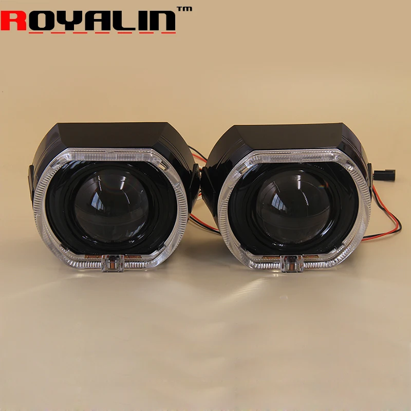 LED Daytime Running Light Square Angel Eyes with H1 Bi xenon Projector
