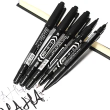 5 pcs/lot vente en gros stylo marqueur Permanent pointe Fine encre étanche plume Fine plume brute encre noire 0.5mm-2mm couleur Fine