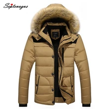 Высококачественная Мужская теплая Толстая хлопковая стеганая зимняя куртка с капюшоном, съемная Повседневная куртка большого размера с воротником-стойкой, модные парки