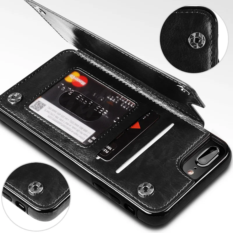

H&A Luxury Leather Phone Case For iPhone X 7 8 6 6s Plus Flip Vintage Wallet Cover For iPhone 7 6 8 Plus X Holder Case Cover