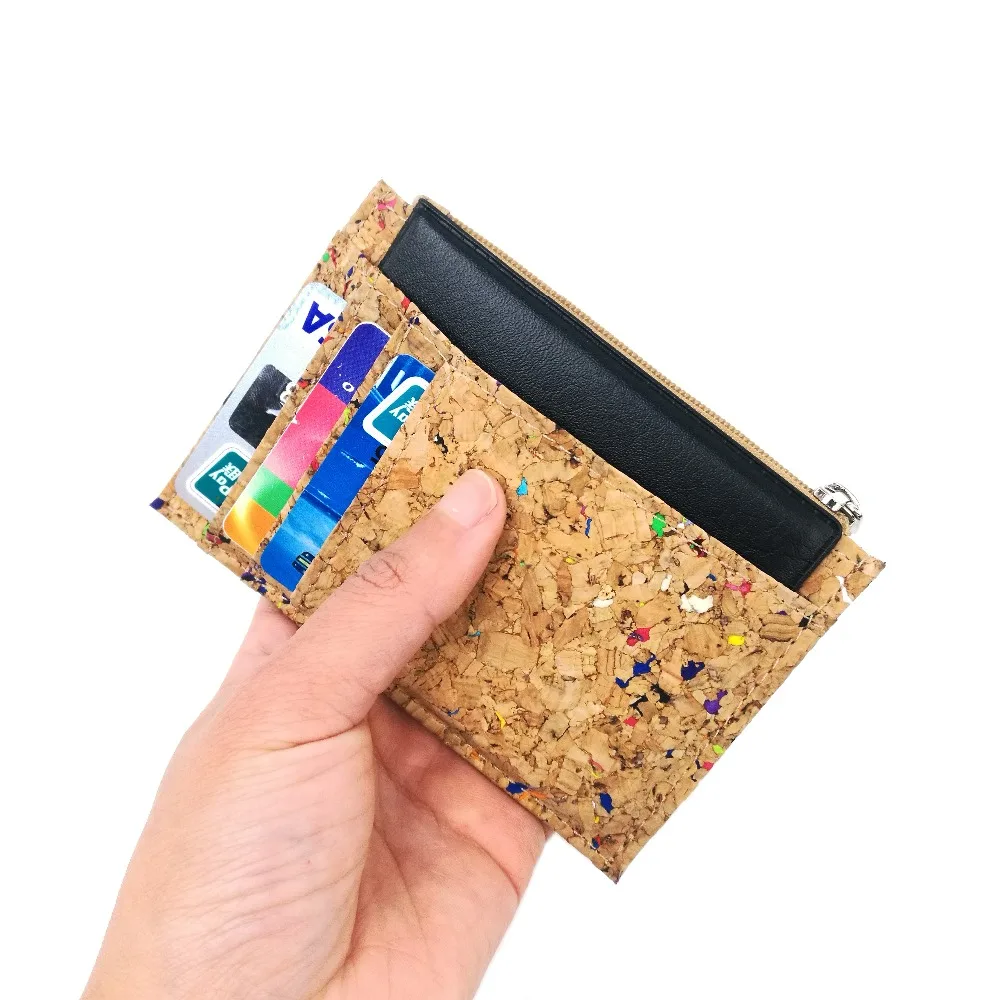 slim cork card wallet with zipper coin pocket (4)